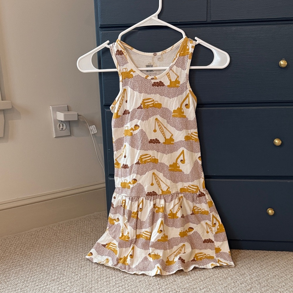 Charming Excavator Print Kids Dress